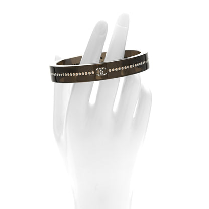 Chanel Resin Crystal CC Bangle Bracelet Black 2 of 5