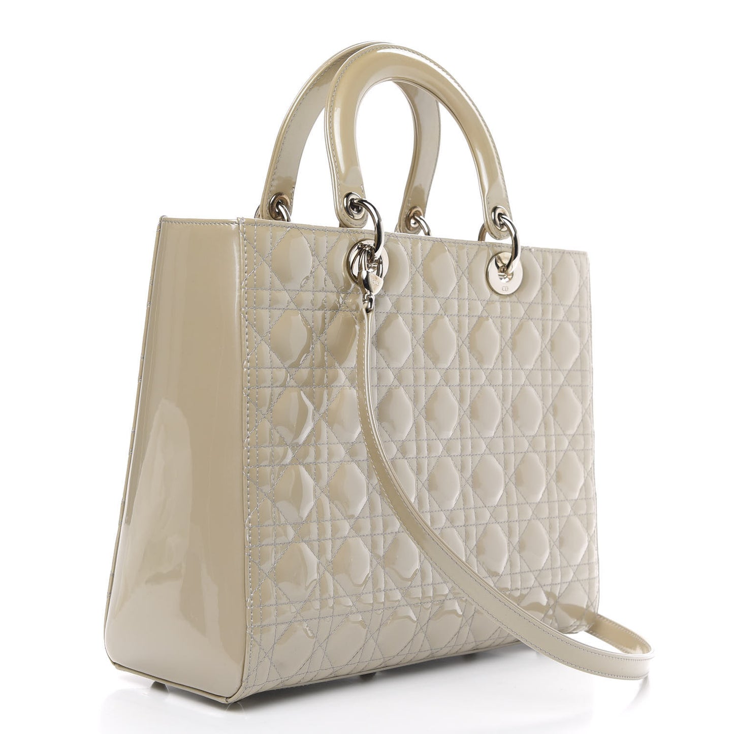 Patent Cannage Large Lady Dior Beige