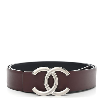 Chanel Calfskin CC Reversible Belt 85 Black Burgundy 3 of 9