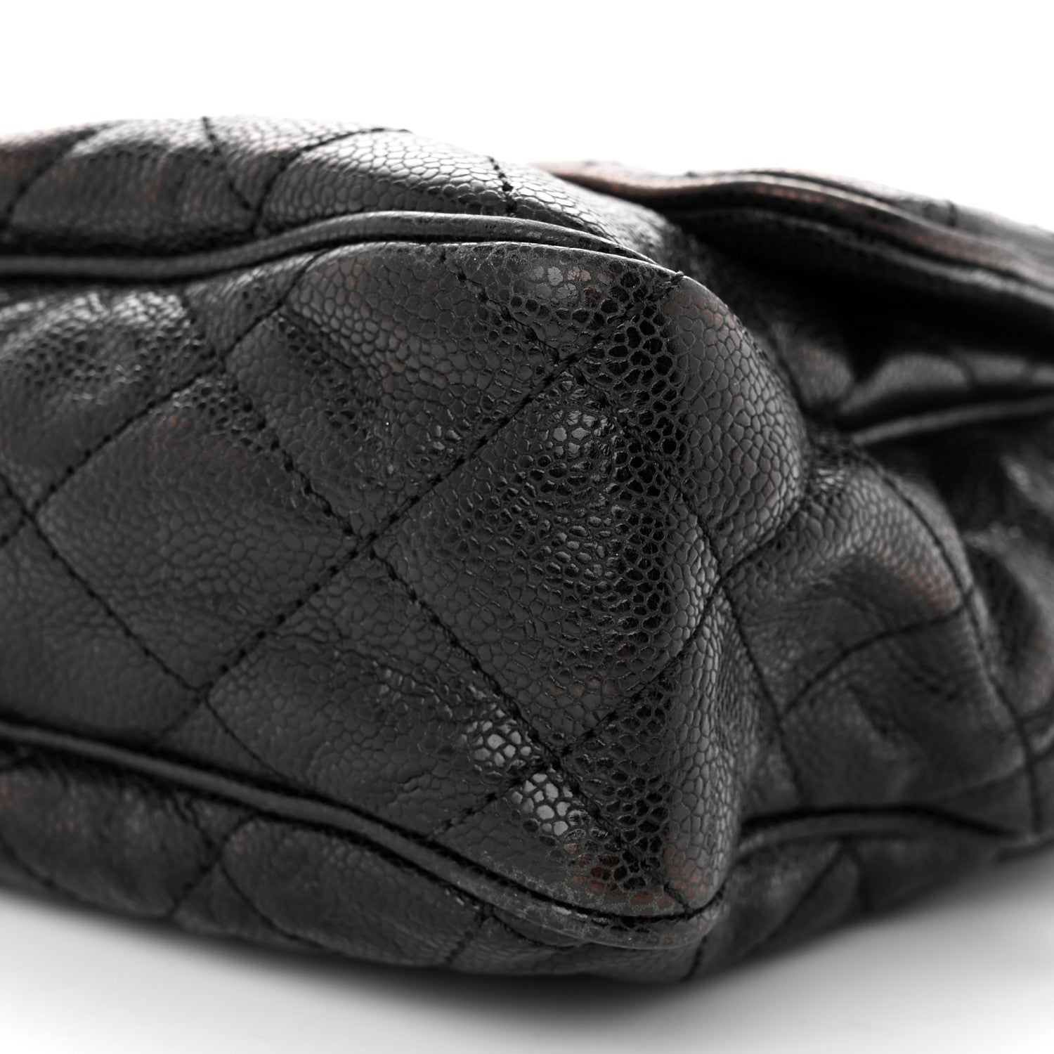 Chanel Crumpled Grained Calfskin Quilted Large Shiva Flap Black 10 of 13