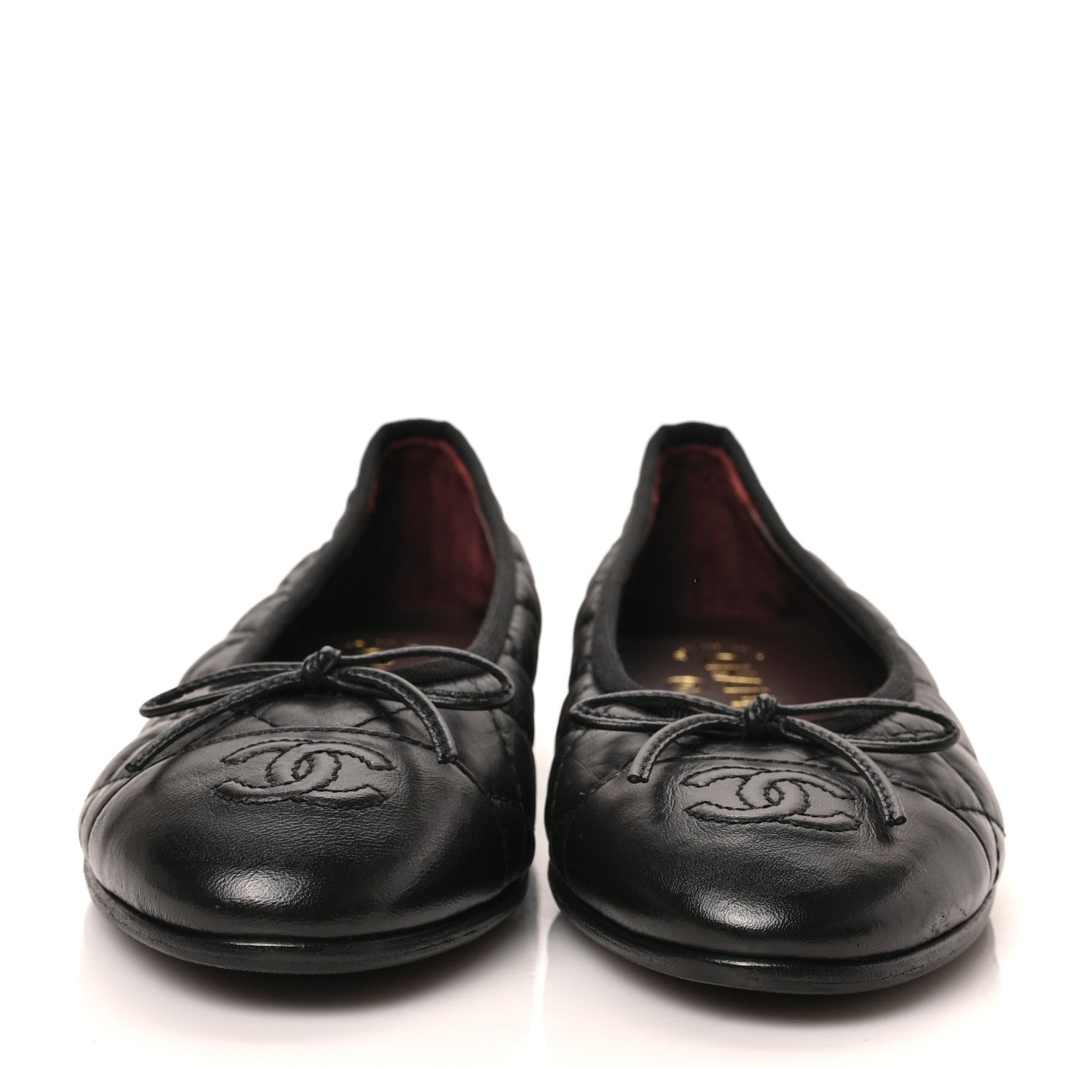 Chanel Aged Calfskin Quilted CC Cap Toe Ballerina Flats 36 Black 2 of 7