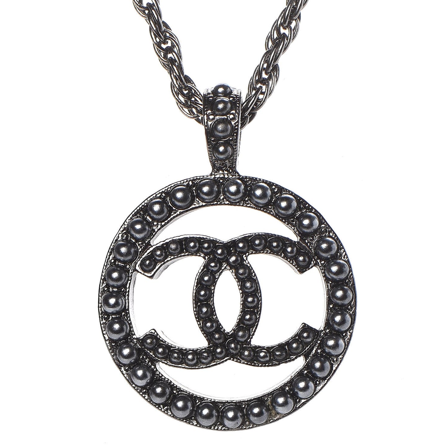 Ruthenium Pearl CC Short Necklace Dark Grey