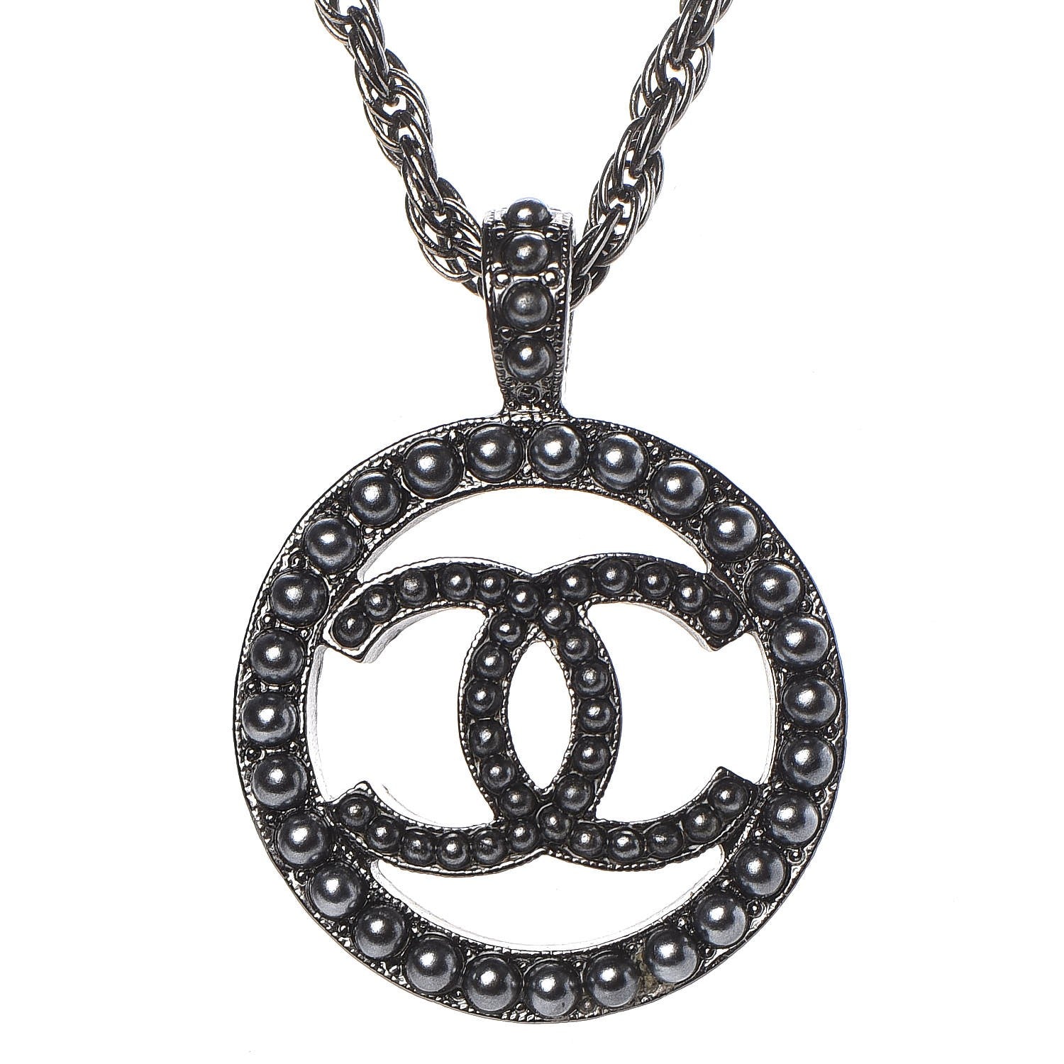 Chanel Ruthenium Pearl CC Short Necklace Dark Grey 4 of 6