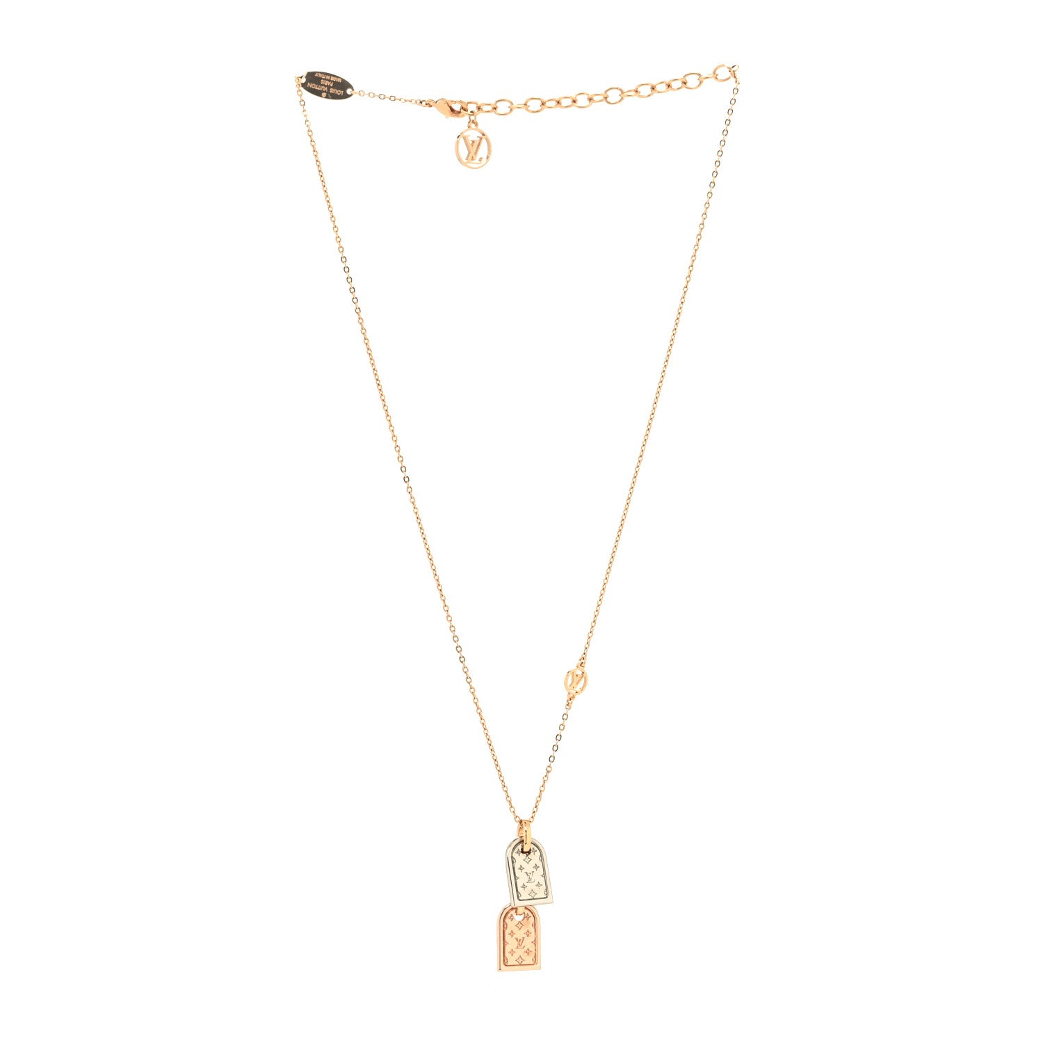 Louis Vuitton Nanogram Name Tag Necklace Pink Gold 3 of 6