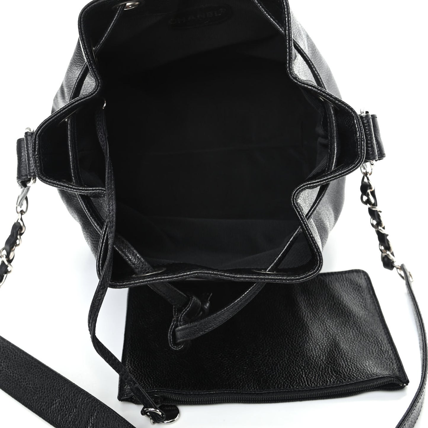 Caviar Drawstring Shoulder Bag Black