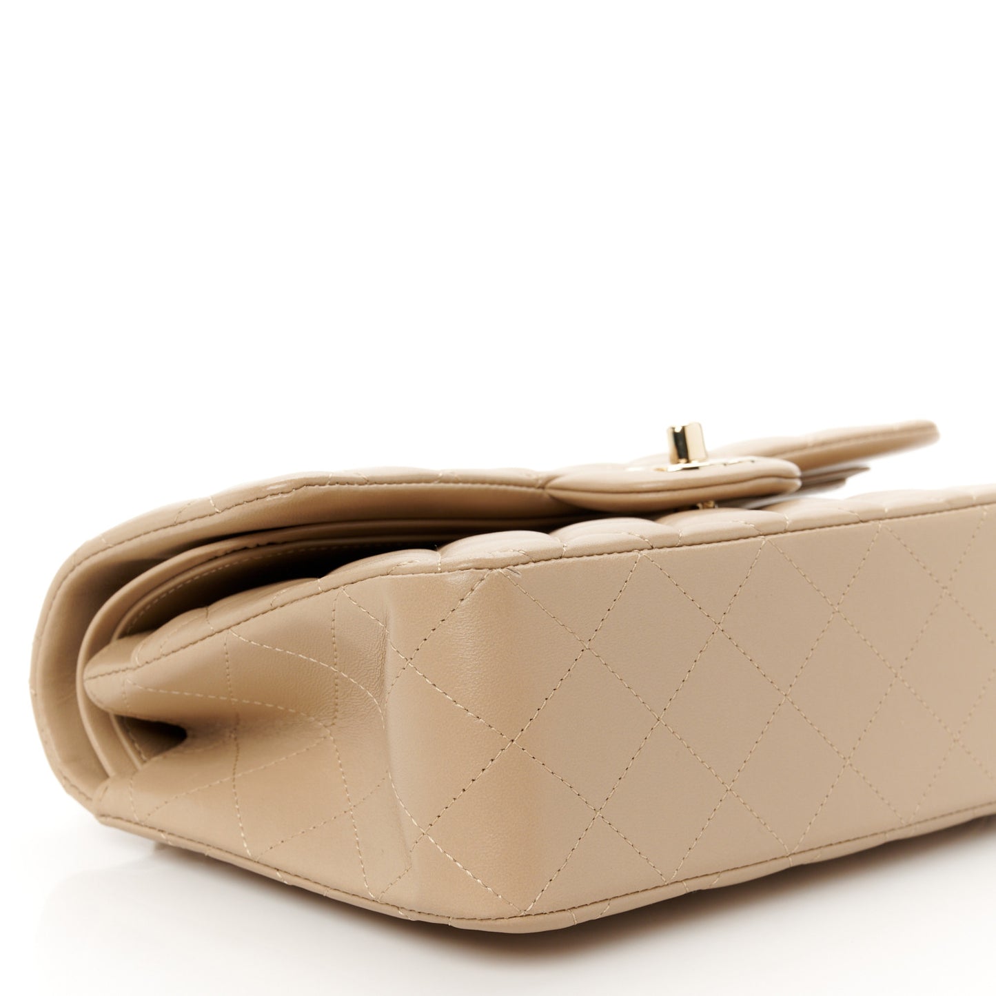 Lambskin Quilted Small Double Flap Beige