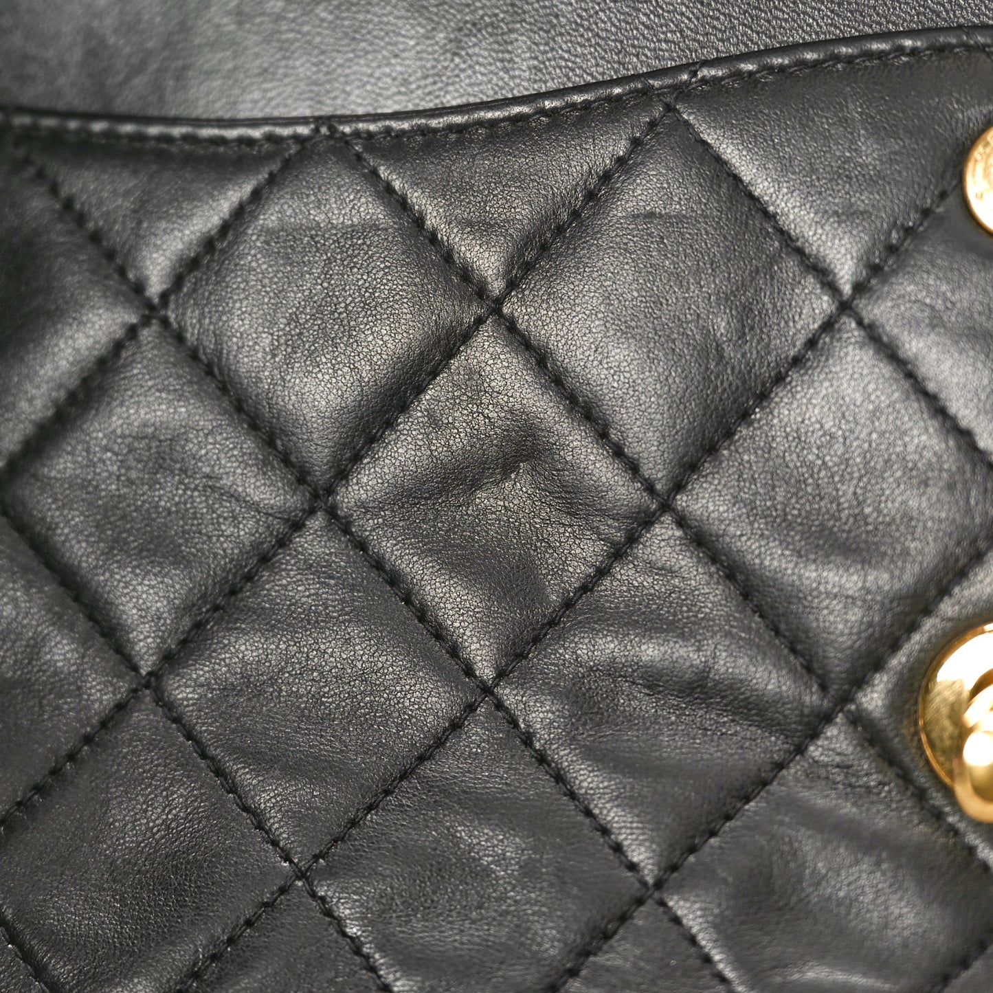 Lambskin Quilted Medium Double Flap Black