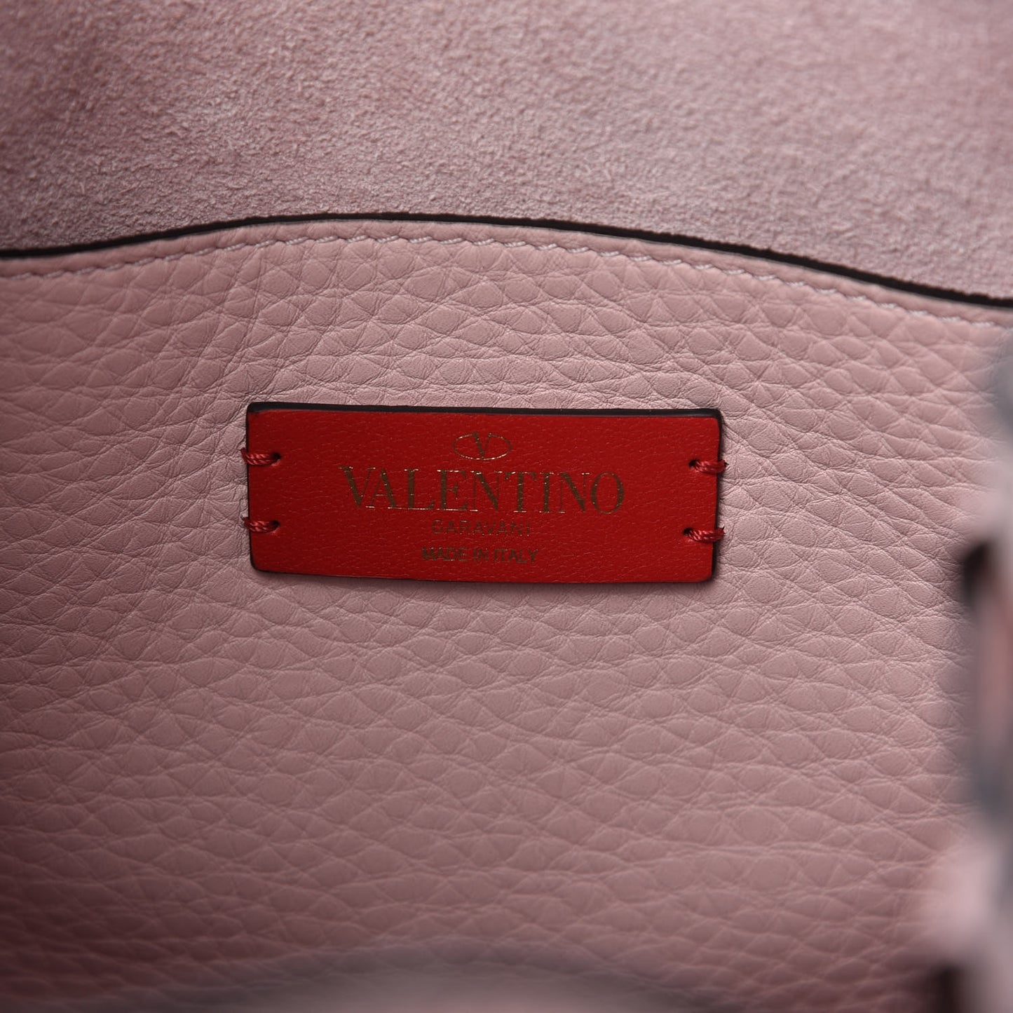 Grained Calfskin Rockstud Bucket Bag Light Pink
