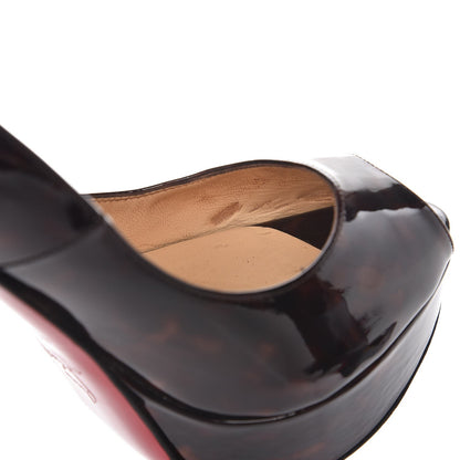 Christian Louboutin Patent Tortoiseshell Lady Peep 150 Pumps 35.5 Tartaruga 12 of 14