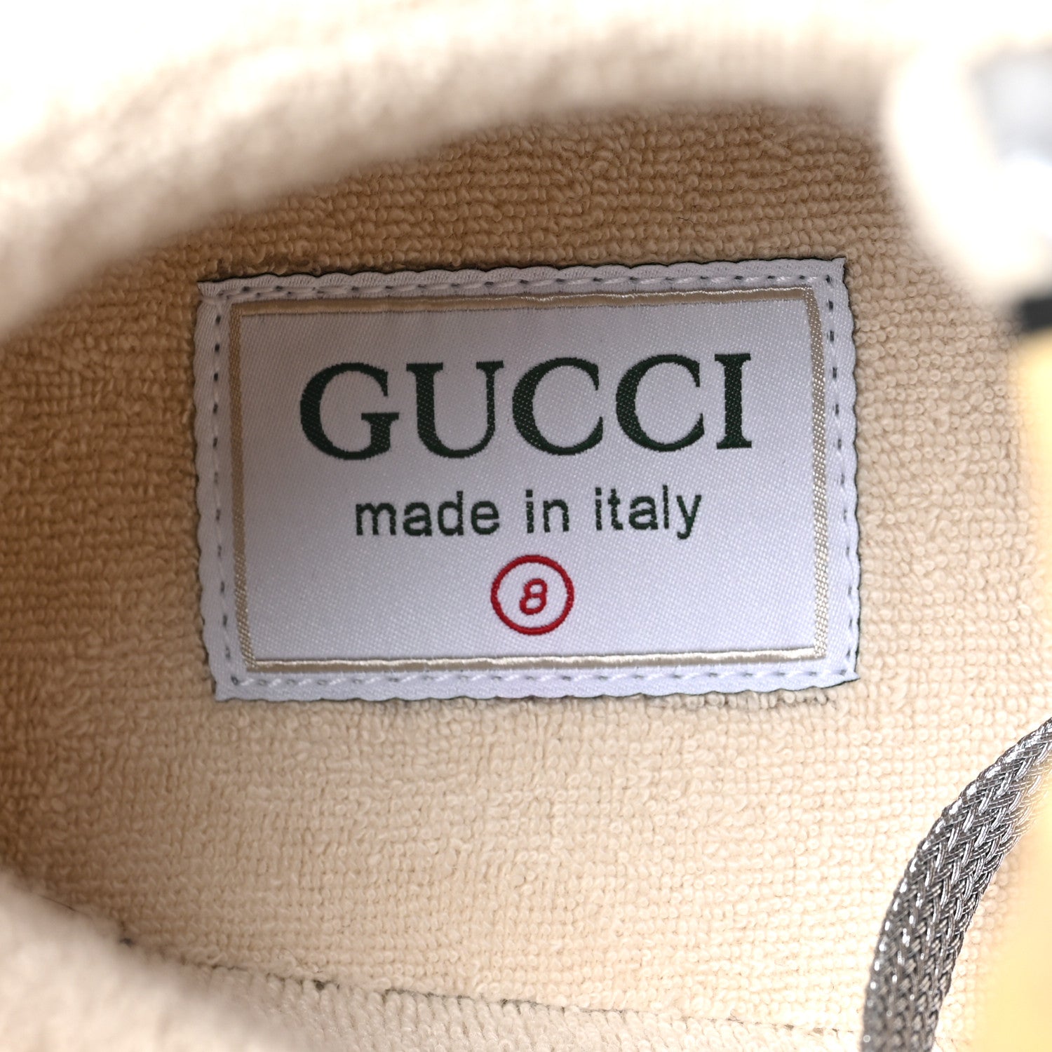 Gucci Metallic Calfskin Glitter Mesh Womens Ultrapace Sneakers 8 Silver Light Grey Mystic White 6 of 8