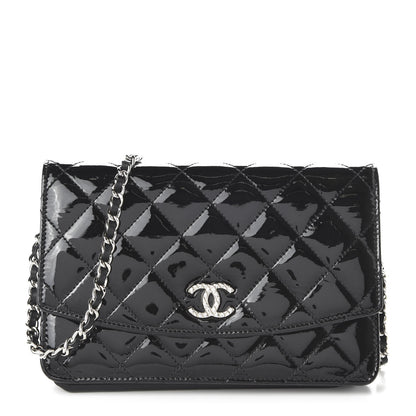 Chanel Patent Quilted Brilliant Wallet On Chain WOC Black 1 of 11