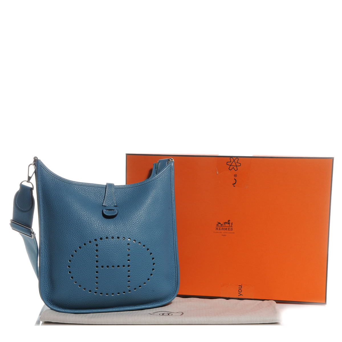 Hermes Taurillon Clemence Evelyne III PM Blue Jean 4 of 8