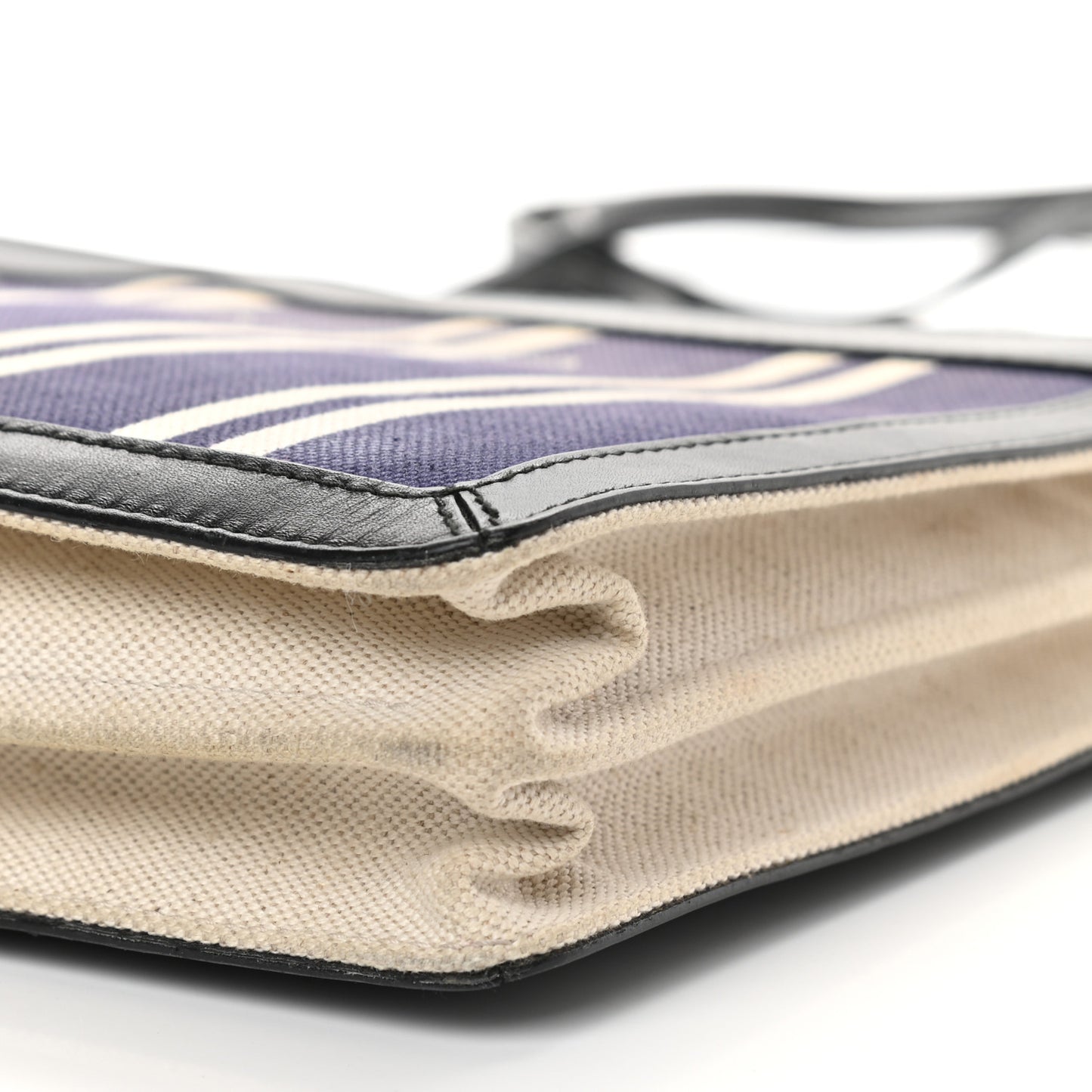 Cotton Canvas Striped Pochette Crossbody Bag Navy