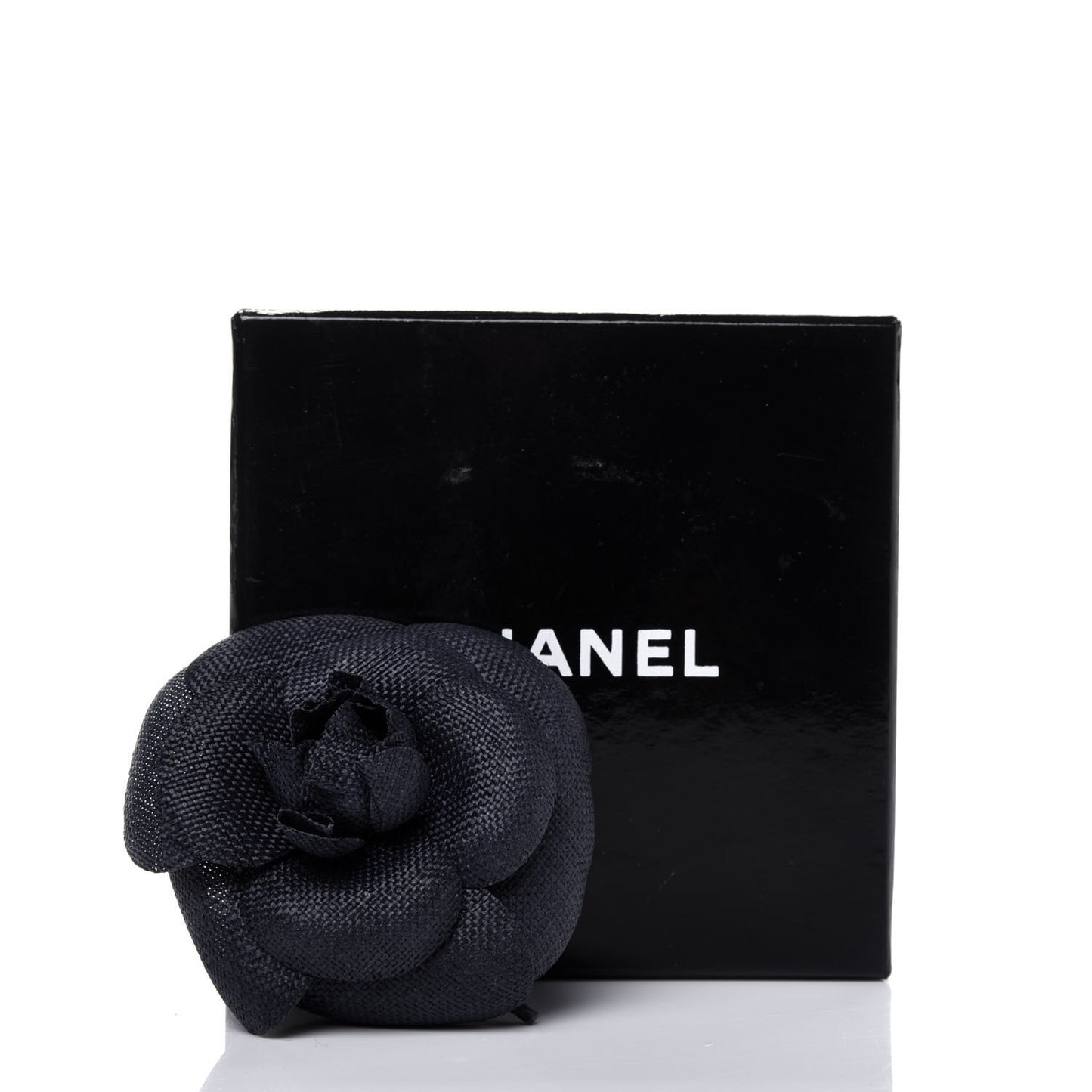 Linen Camellia Pin Brooch Navy Blue