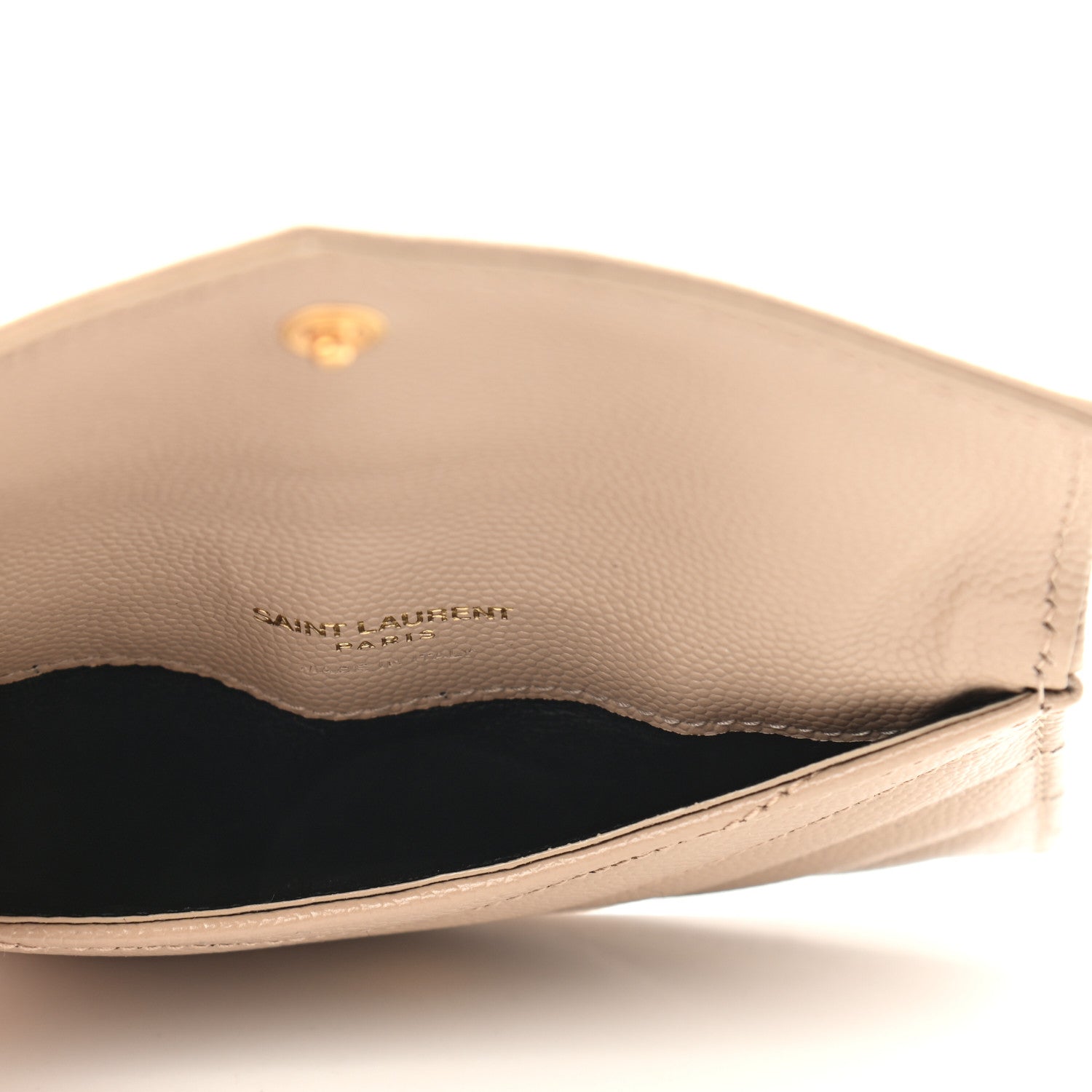 Saint Laurent Grain De Poudre Matelasse Chevron Monogram Compact Wallet Case Dark Beige 5 of 6