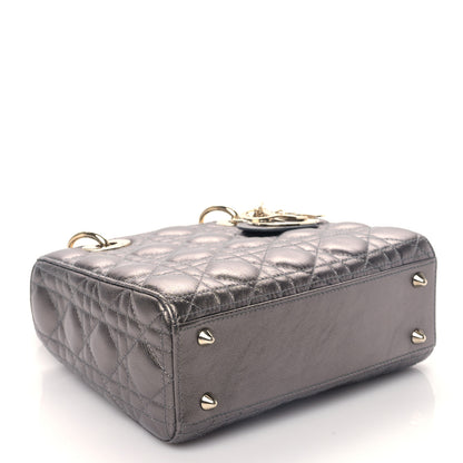 Christian Dior Metallic Grained Calfskin Cannage My ABCDior Lady Dior Gunmetal 4 of 8