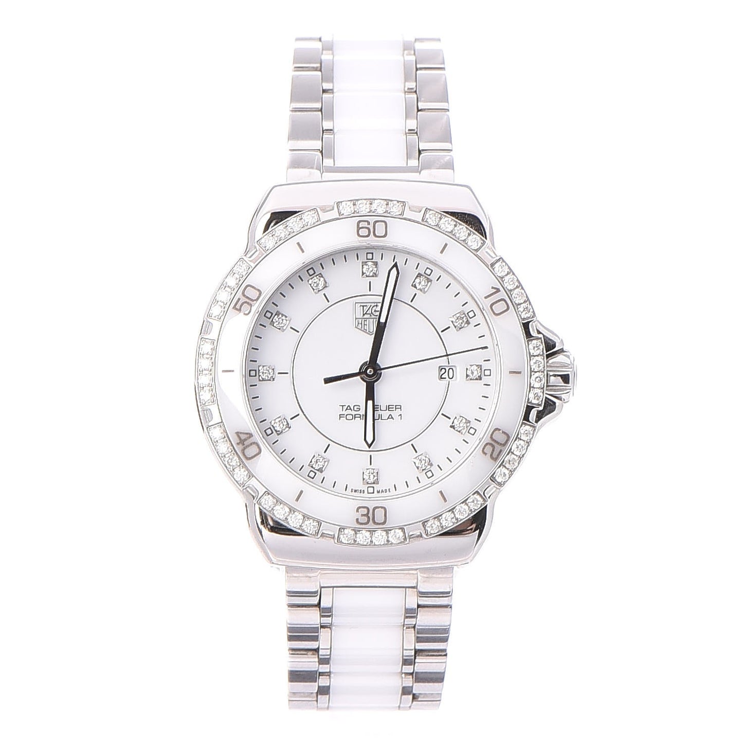 Stainless Steel Ceramic Diamond 32mm Formula 1 Quartz Watch White WAH1313