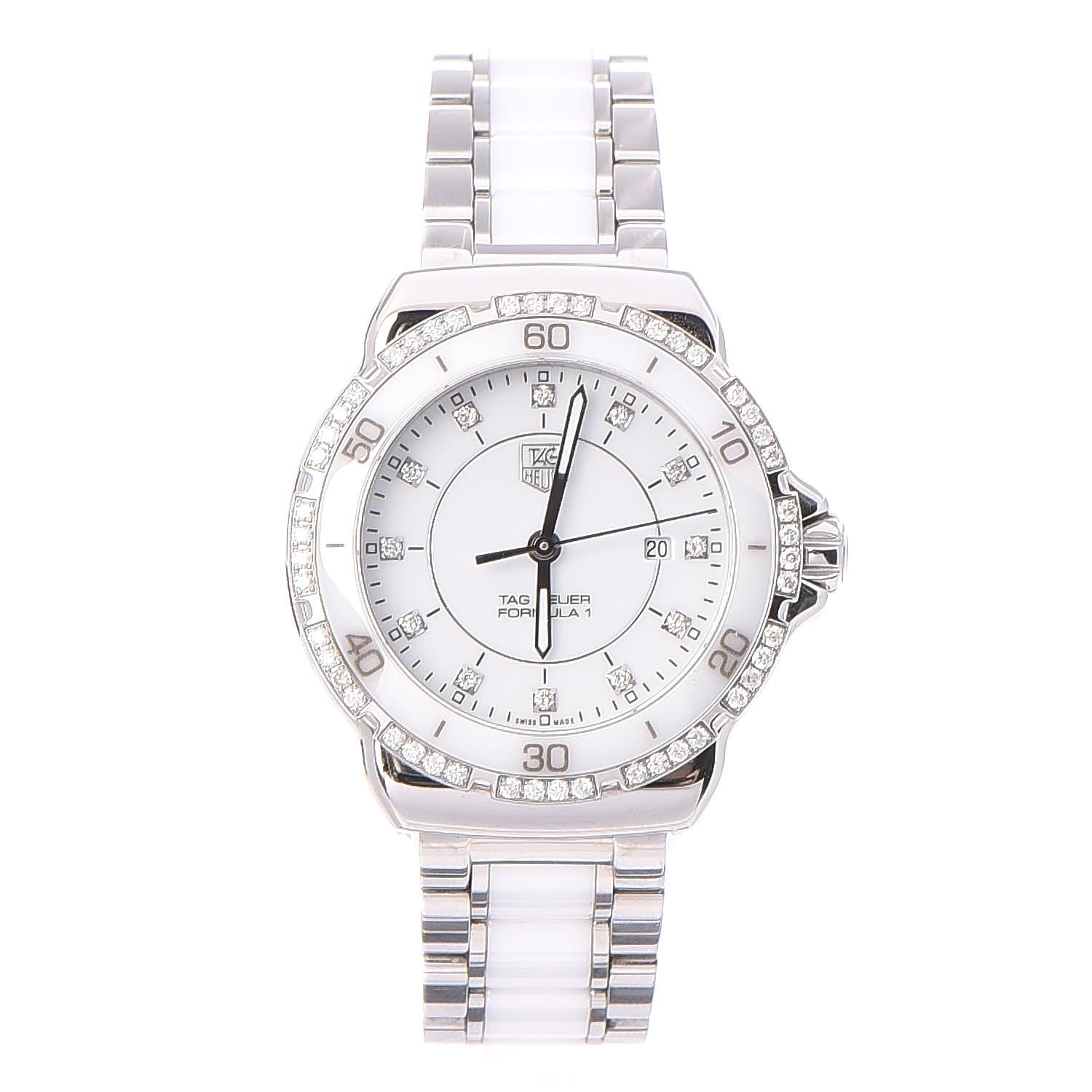 Tag Heuer Stainless Steel Ceramic Diamond 32mm Formula 1 Quartz Watch White WAH1313 1 of 10