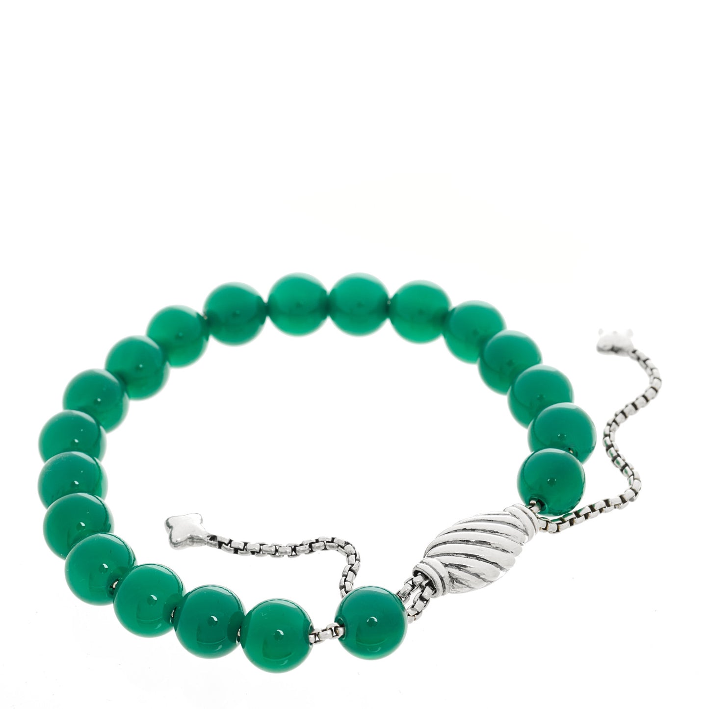 Sterling Silver Green Onyx 8mm Spiritual Beads Bracelet