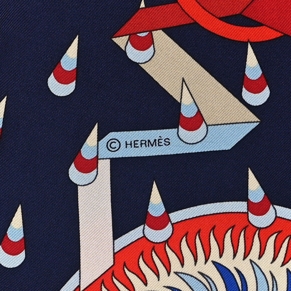 Silk La Source De Pegase Scarf 90 Marine Rouge Ciel