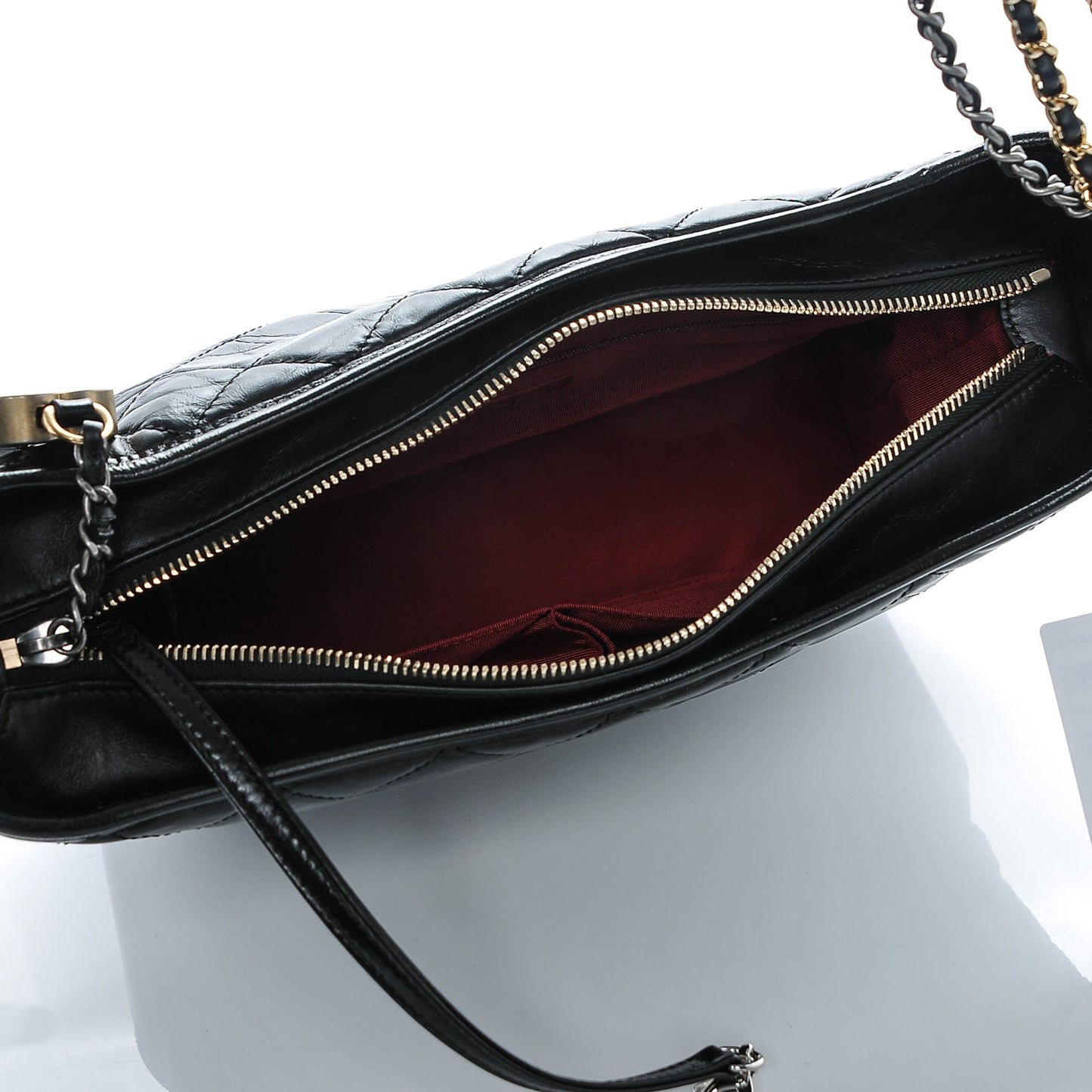 Aged Calfskin Quilted Medium Gabrielle Hobo Black