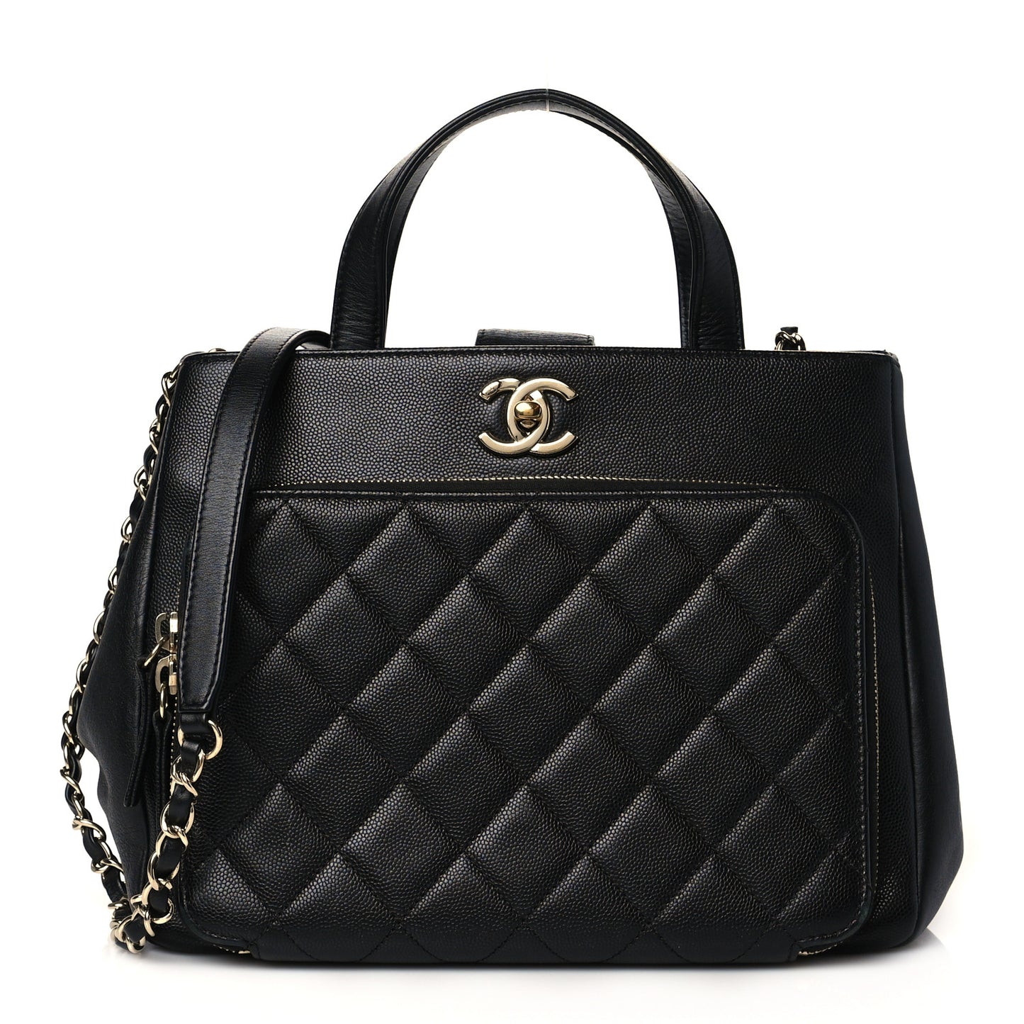 Caviar Quilted Small Business Affinity Shopping Bag Black