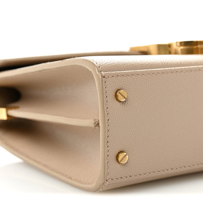 Saint Laurent Grain de Poudre Mini Classic Monogram Cassandra Top Handle Dark Beige 8 of 11