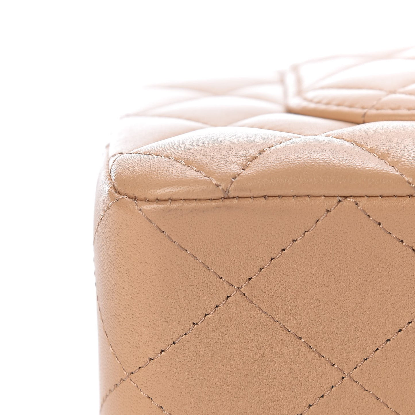 Lambskin Quilted Small Double Flap Beige