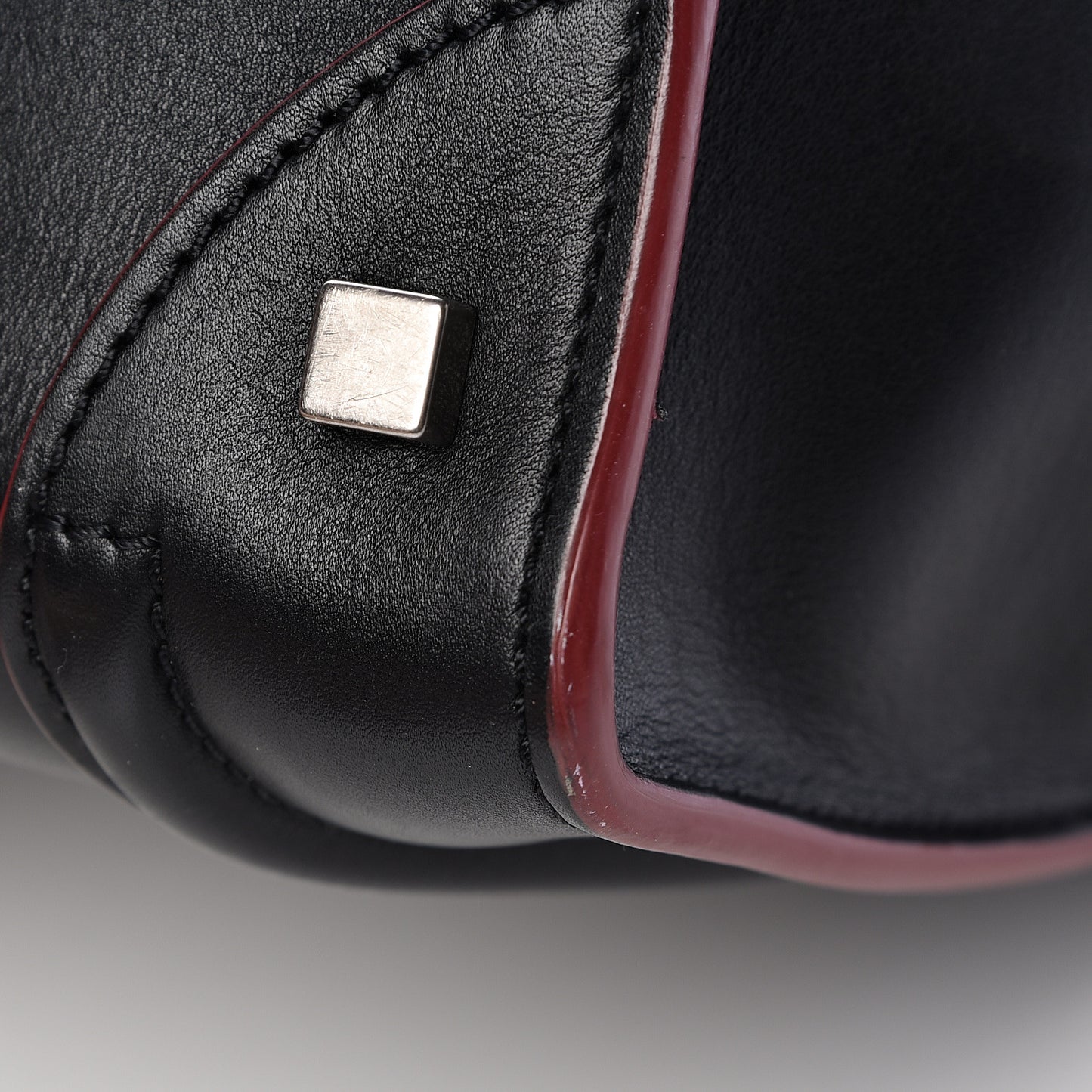 Smooth Calfskin Mini Luggage Black Pink Trim