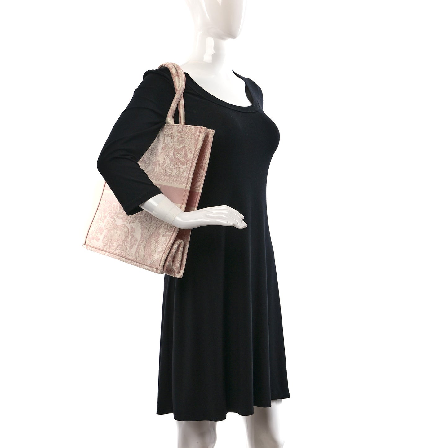 Canvas Toile De Jouy Embroidered Large Book Tote Pink