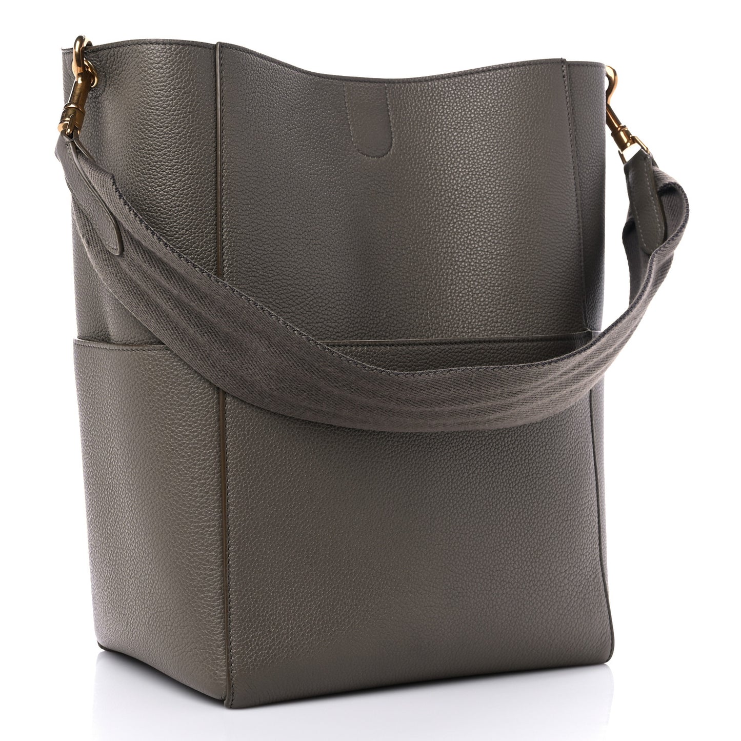 Soft Grained Calfskin Sangle Bucket Bag Taupe