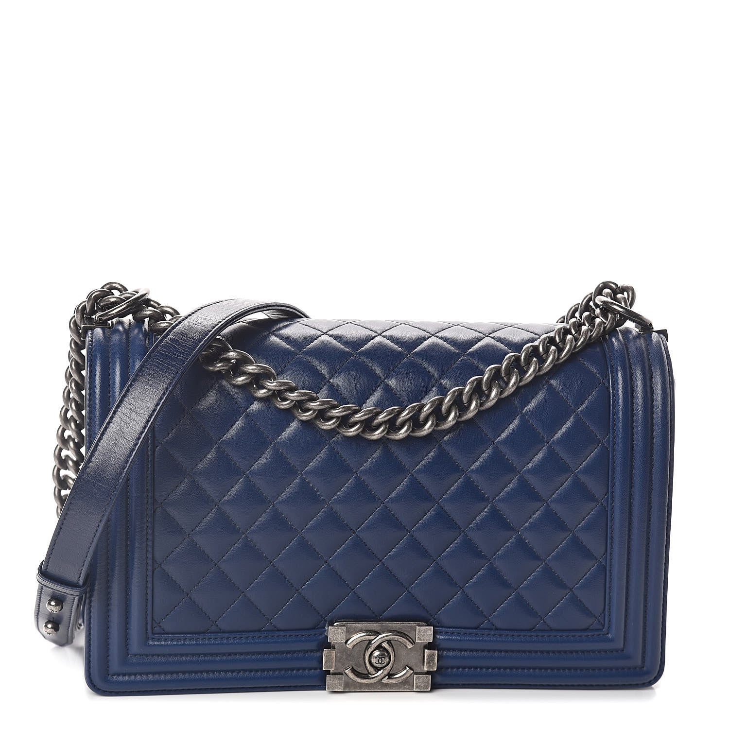 Chanel Lambskin Quilted New Medium Boy Flap Dark Blue 2 of 12