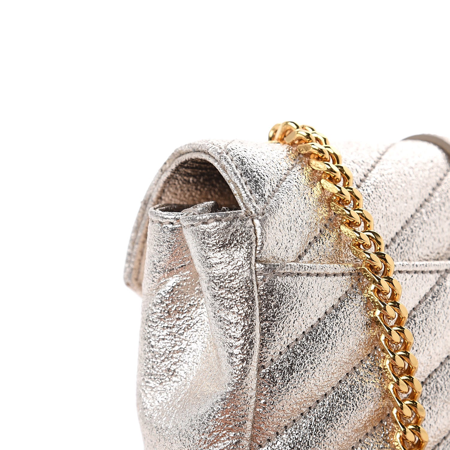 Saint Laurent Metallic Nappa Matelasse Chevron Classic Monogram Baby Chain Bag Gold 7 of 12
