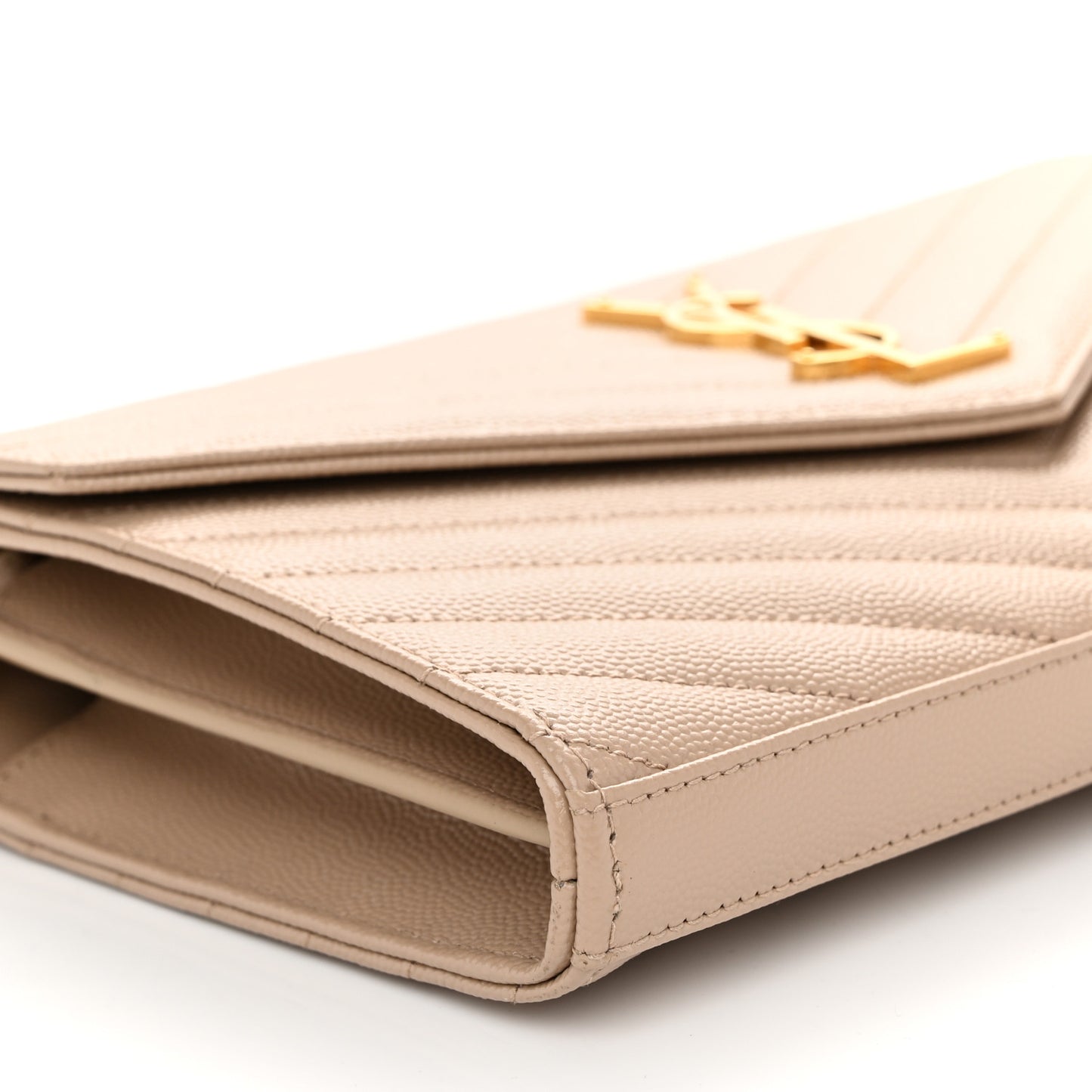 Grain De Poudre Matelasse Chevron Monogram Chain Wallet Dark Beige