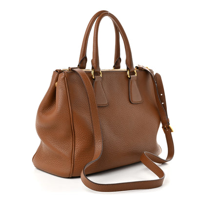 Prada Vitello Daino Large Double Zip Tote Brandy 3 of 11