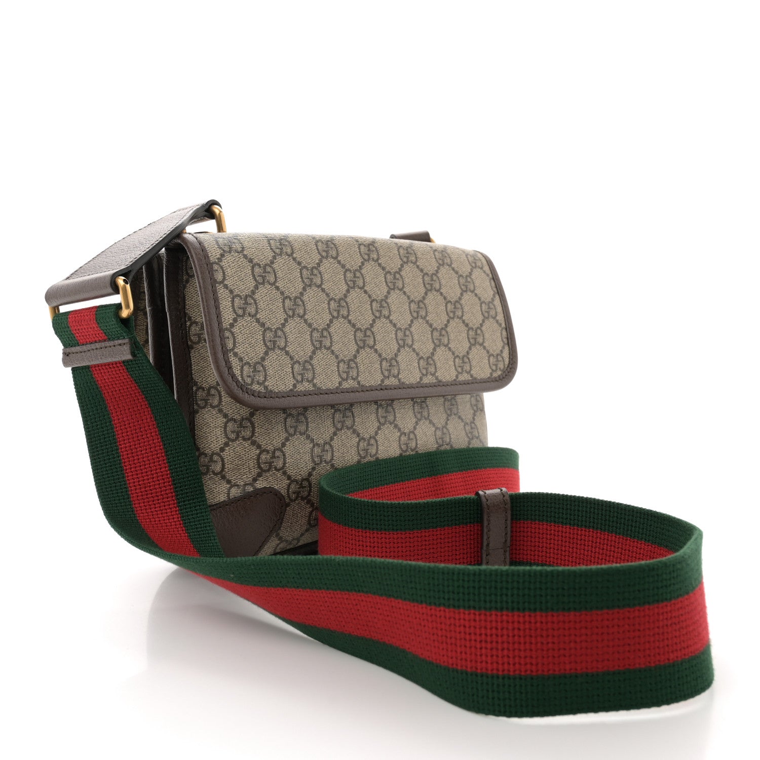 Gucci GG Supreme Monogram Web Small Neo Vintage Double Flap Messenger Bag Beige New Acero 3 of 11