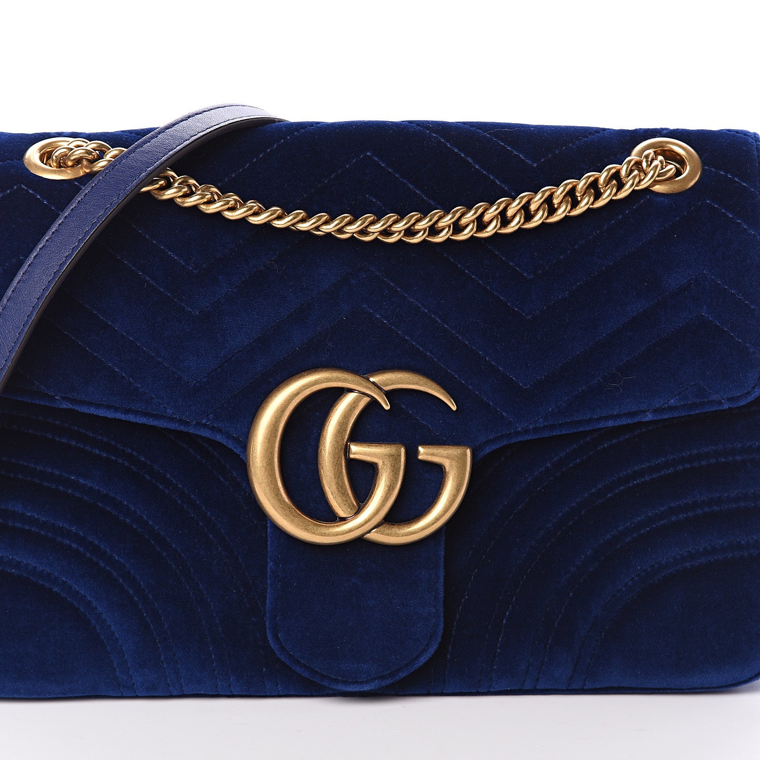Gucci Velvet Matelasse Medium GG Marmont Shoulder Bag Cobalt Blue 6 of 8