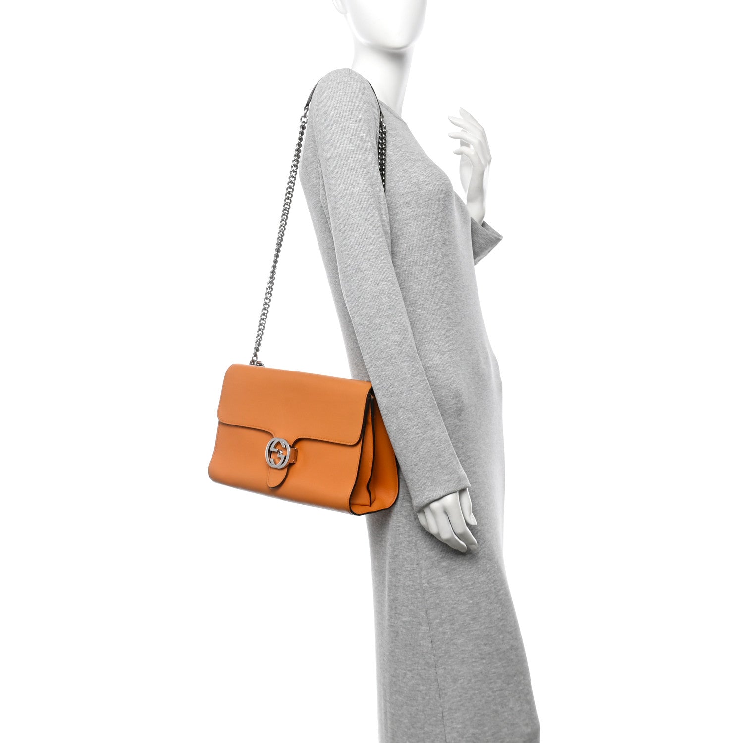 Gucci Moon Calfskin Medium Interlocking Shoulder Bag  Curcuma 2 of 10
