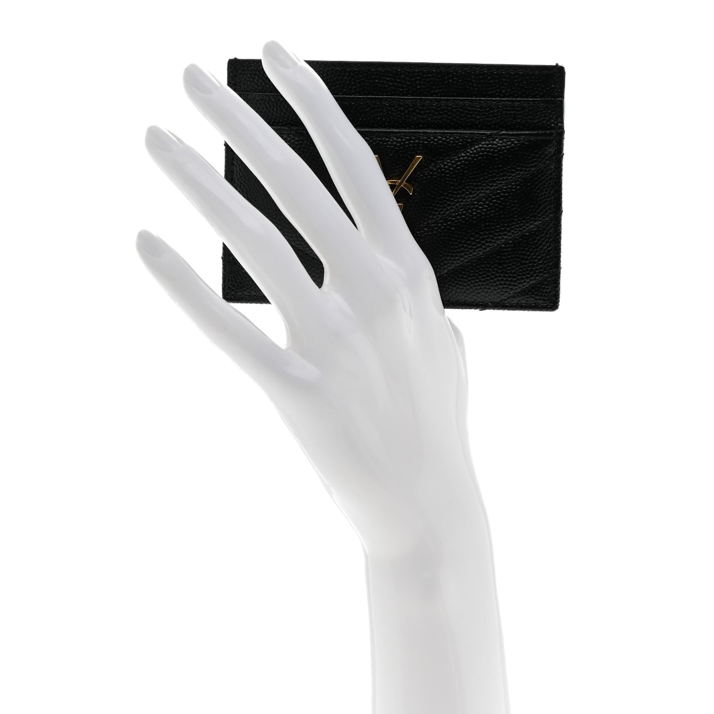 Grain De Poudre Matelasse Chevron Monogram Credit Card Case Black