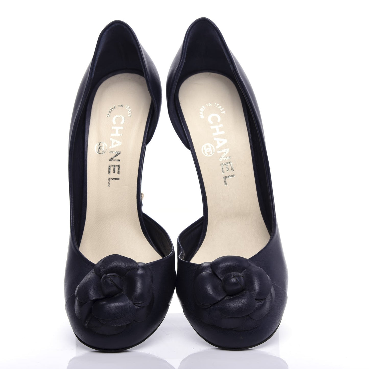 Lambskin Camellia Pumps 39 Navy