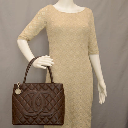 Chanel Caviar Medallion Tote Dark Brown 2 of 7