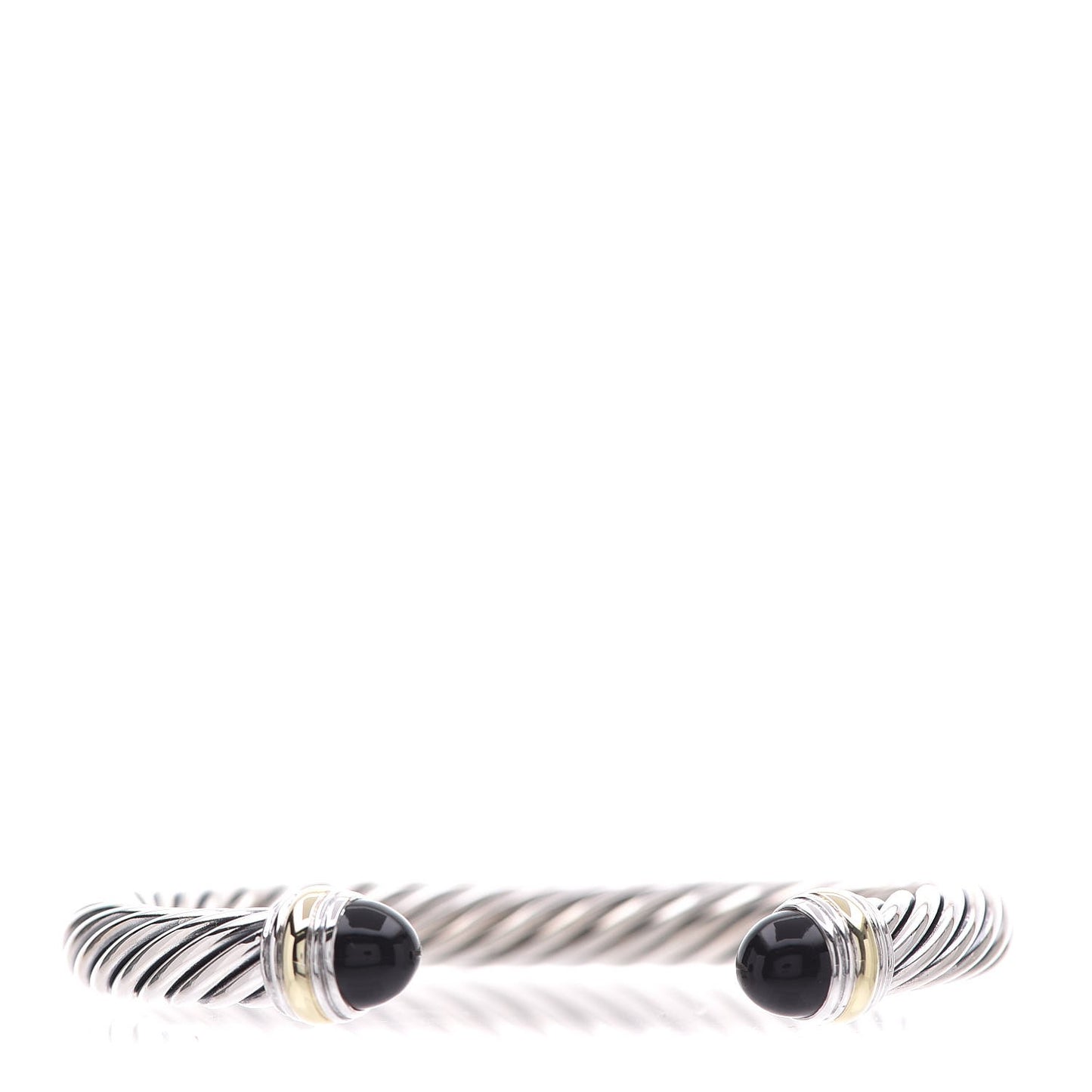 Sterling Silver 14K Yellow Gold Black Onyx 7mm Cable Classics Bracelet
