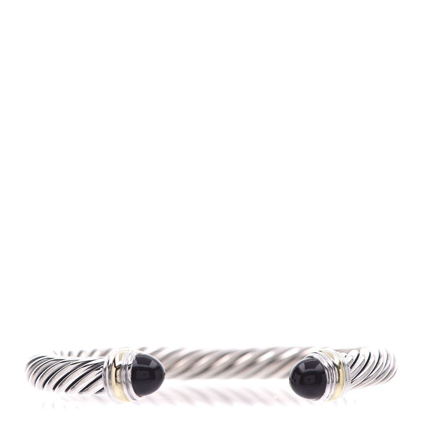 David Yurman Sterling Silver 14K Yellow Gold Black Onyx 7mm Cable Classics Bracelet 1 of 5
