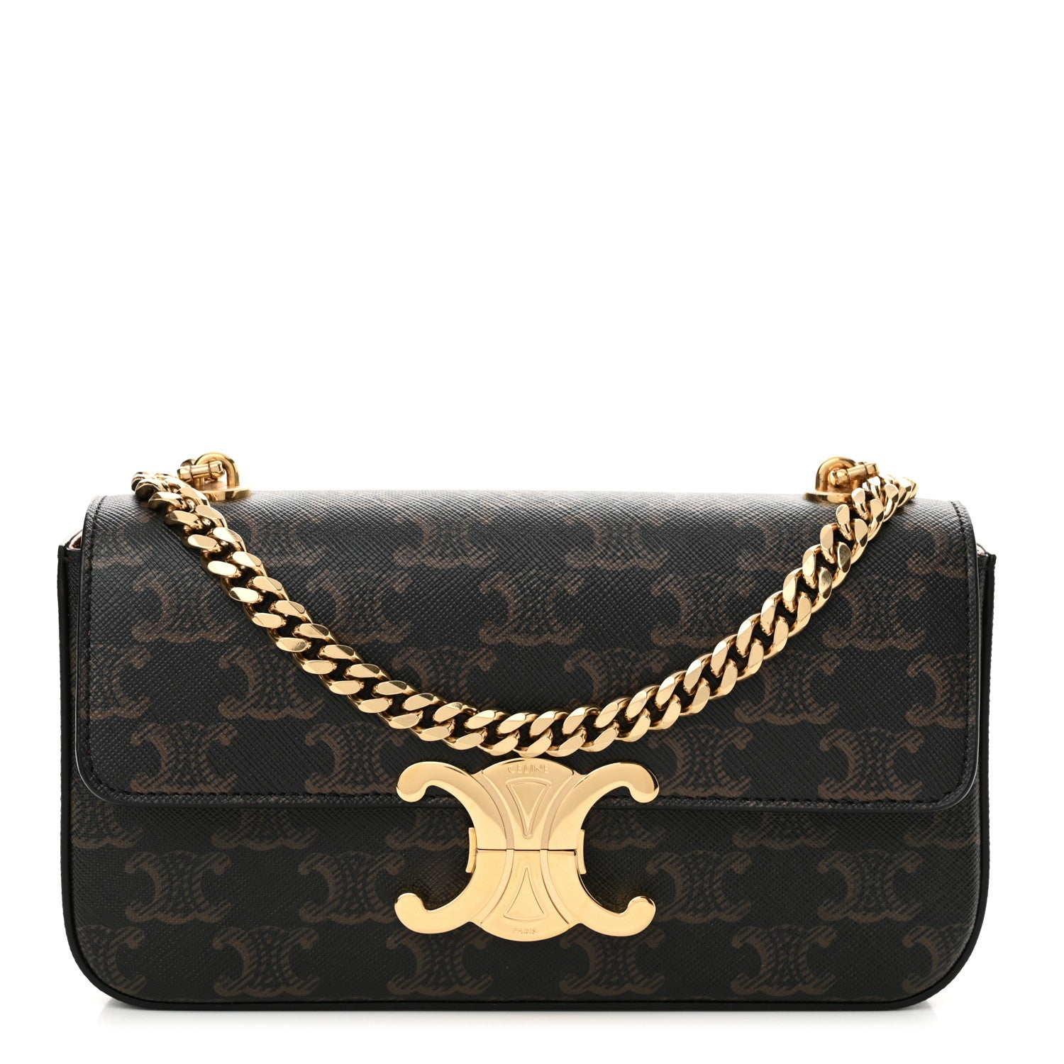 Celine Triomphe Canvas Chain Shoulder Bag Tan 1 of 12