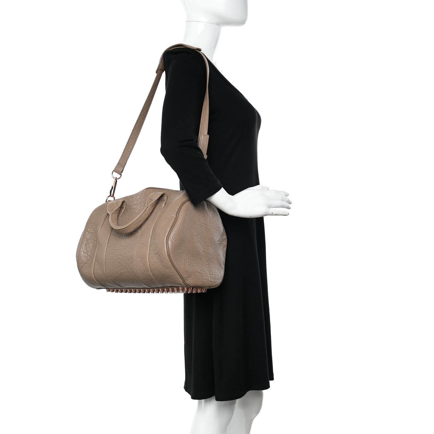 Pebbled Lambskin Rocco Latte Rose Gold Hardware