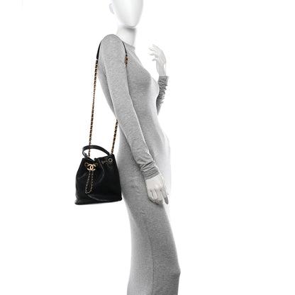 Chanel Caviar Quilted Fashion Therapy Bucket Drawstring Bag Black 2 of 11
