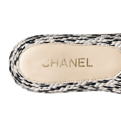 Chanel Cord CC Mules 38 Beige Black 9 of 12