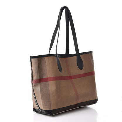 Burberry Coated Canvas Mega Check Medium Doodle Tote Black 4 of 16