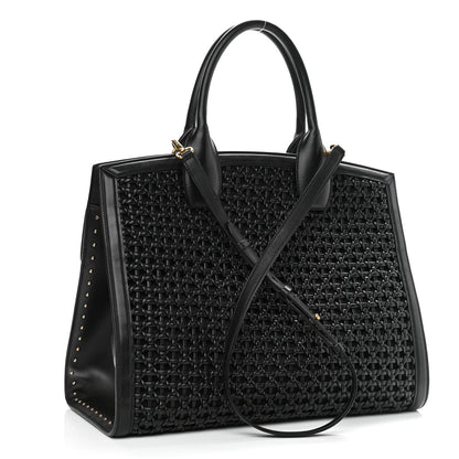 Salvatore Ferragamo Woven Calfskin Medium Studio Top Handle Bag Black 2 of 14
