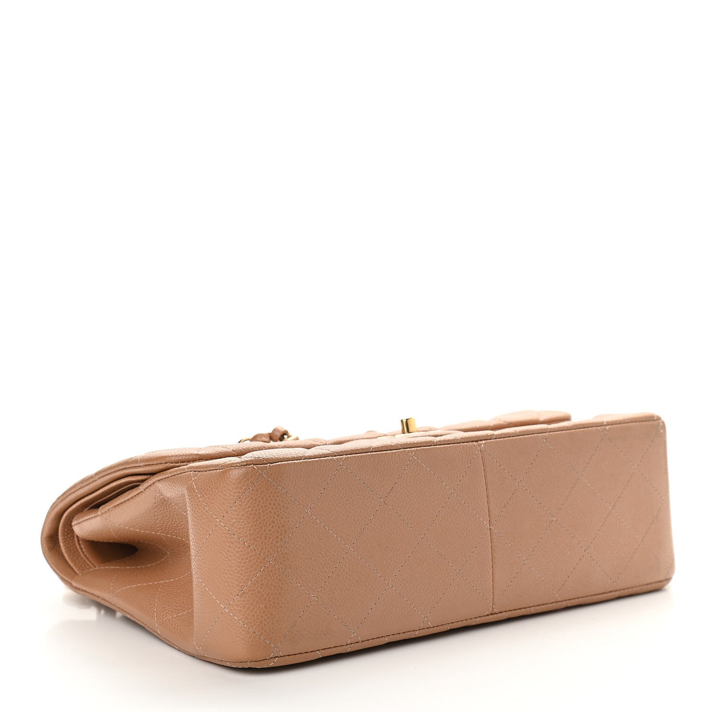 Caviar Quilted Jumbo Double Flap Beige